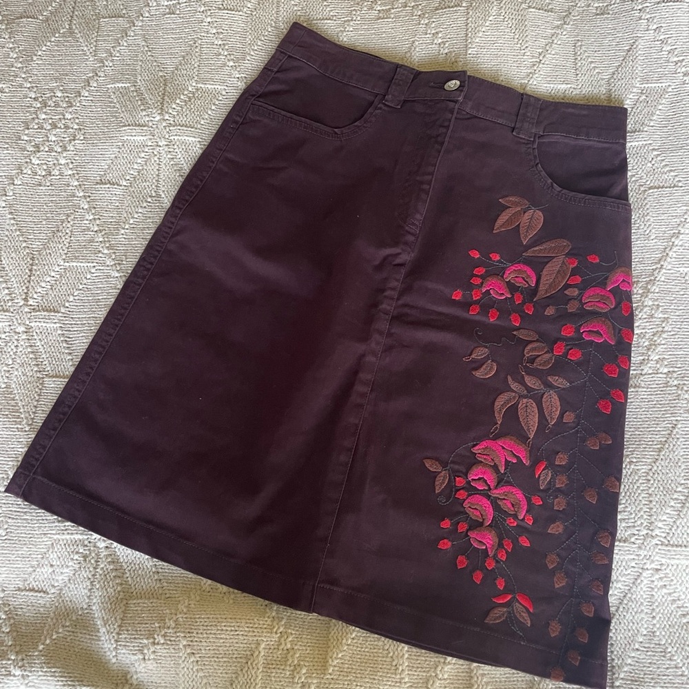 Vintage Oilily Skirt with Pink Floral Embroidery